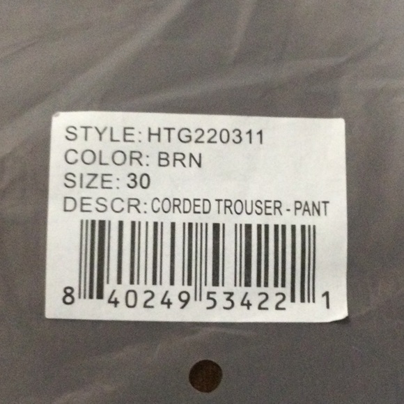 Honor the Gift Men’s Brown Corded Trouser Pant Size 30 - Picture 9 of 9